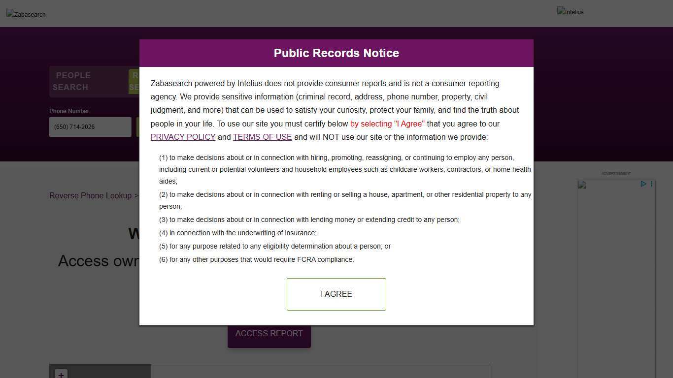 Owner Details for (650) 714-2026 Revealed Zabasearch